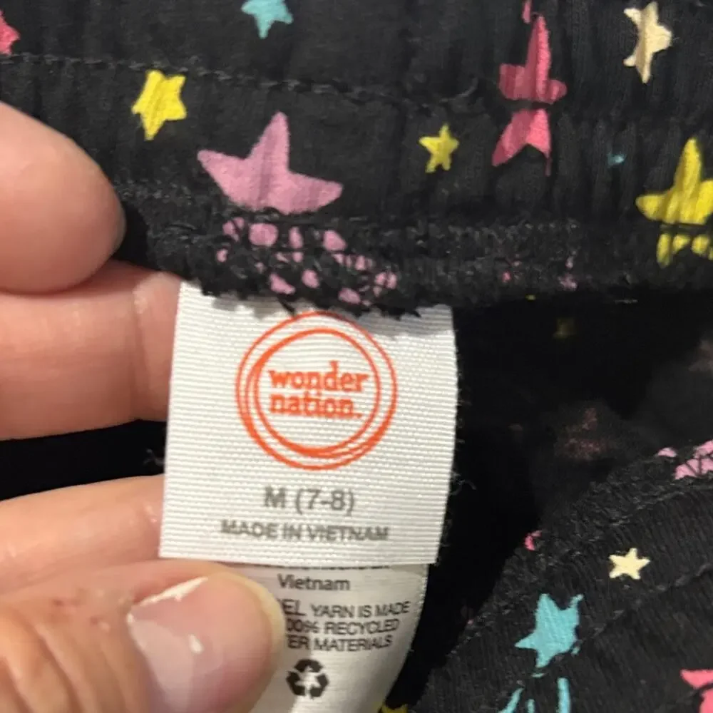 Wonder kids 7/8 Unicorn periwinkle blue and Star Print Shorts blk NWT and nwot